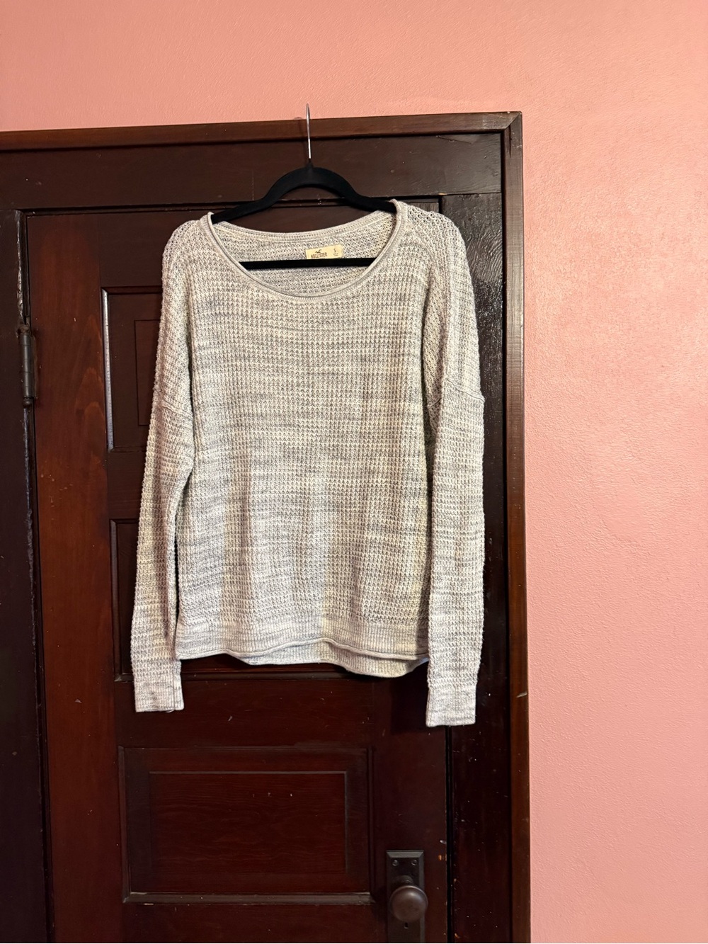 Hollister Light Gray Scoop Neck Knit Sweater